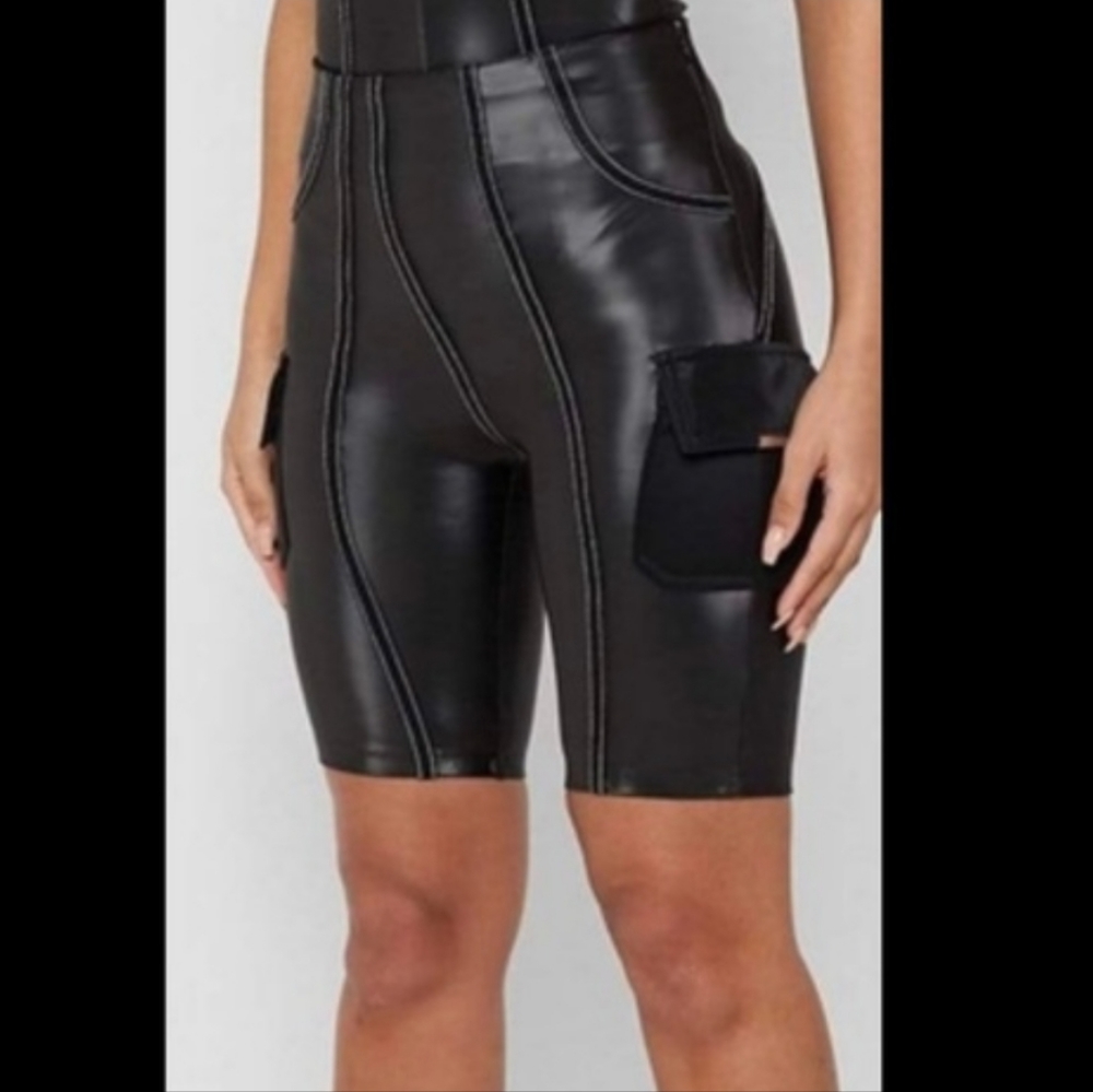 Maniere de voir faux leather biker shorts Nwt